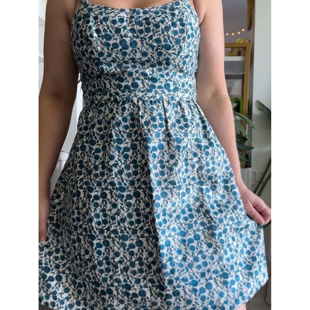 100% Cotton Blue Floral Fit-and-Flare Sundress